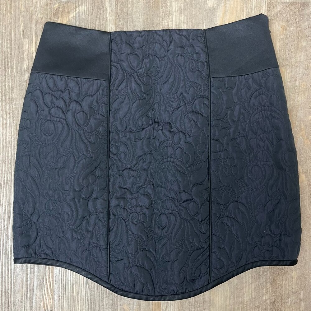 Tibi Katrin Paneled Matelassé Black Quilt Mini Skirt Size 6